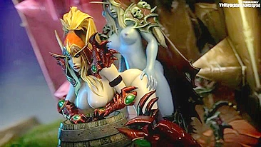 Sexy Sorceress Valeera and Undead Queen Sylvanas Burn Up the Battlefield in 'Firebrand' - A Must-See Hentai Porn Video!