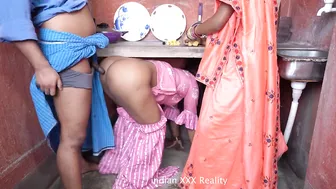 Fuck my Desi daughter-in-law in the kitchen while my wife is preparing dinner for us