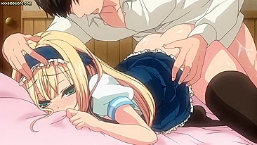 Teen anime blonde doing blowjob. Hentai XXX video!