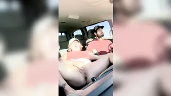 Fingering & playing with my cunt teasing my hubby while he driving on highway