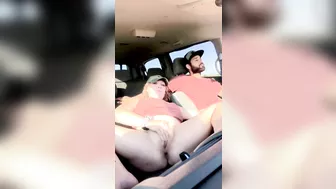 Fingering & playing with my cunt teasing my hubby while he driving on highway