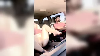 Fingering & playing with my cunt teasing my hubby while he driving on highway