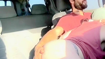 Fingering & playing with my cunt teasing my hubby while he driving on highway