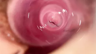 Lena's teenage pussy is filled with a transparent dildo in this intimate camera shot.
