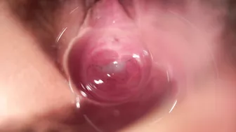 Lena's teenage pussy is filled with a transparent dildo in this intimate camera shot.