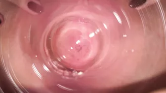 Lena's teenage pussy is filled with a transparent dildo in this intimate camera shot.