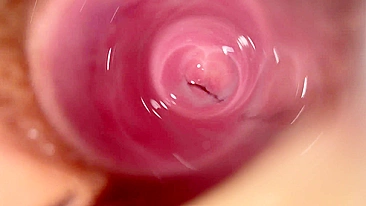 Lena's teenage pussy is filled with a transparent dildo in this intimate camera shot.