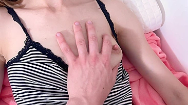 Sensual tender hand job with hot cum shot on your tits and smeared cum all over your body.
