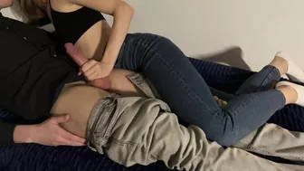 Teen roommates masturbated together while watching porn and cumming.