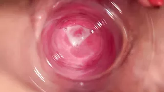 Camera captures intimate moment from within Lena's vagina.