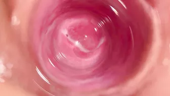 Camera captures intimate moment from within Lena's vagina.