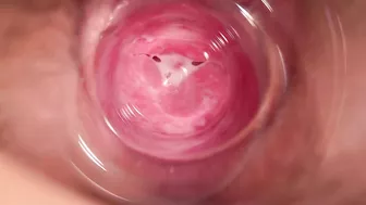 Camera captures intimate moment from within Lena's vagina.