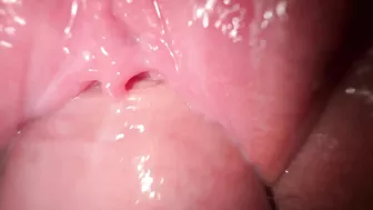 Intense oral sex followed by penetration and ejaculation on a woman's genitalia.