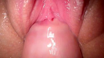 Intense oral sex followed by penetration and ejaculation on a woman's genitalia.