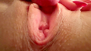 Pussy licked and rubbed until climax, covered in creamy cum.