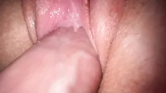 Intimate close-up of teen step sister's creamy pussy.