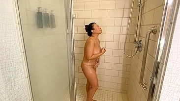 Son sneaks into shower by mom she gets super horny by his big cock