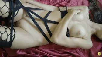 Teen girl masturbates in sexy lingerie.