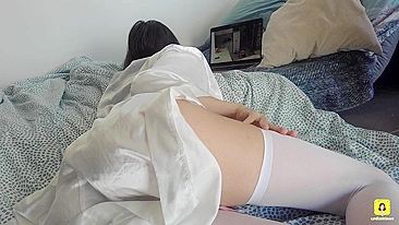 This teen's steamy sex session ends with a powerful orgasm.