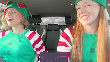 Sexy elf sluts fucking and masturbating with remote-controlled vibrators in a car.