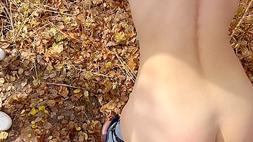 Two guys take turns eating me out during a fall hike before filling me with creamy cum and sharing it with each other.