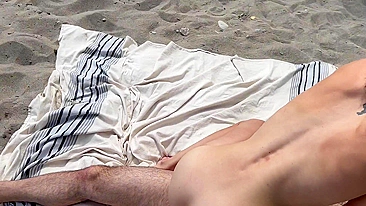 Wife enjoys double penetration on public beach with unprotected creampie and facial.