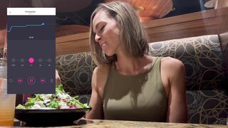 Cumming hard at a public restaurant with a Lush remote-controlled vibrator.