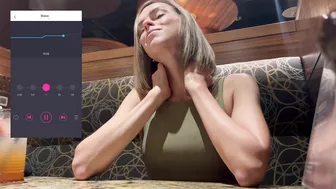 Cumming hard at a public restaurant with a Lush remote-controlled vibrator.