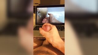 My girlfriend and I got kinky on a business trip with remote cumshots and stroking on Pornhub.