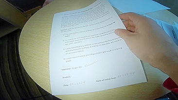 Ginger teacher examines student's sexual endurance in remedial footjob.