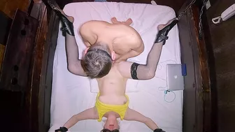 Ginger caught masturbating with friend, chained and fucked until creampie.