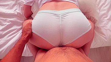 Her thick ass looks fresh after a shower and her panty job cum shot on cotton panties is hot.