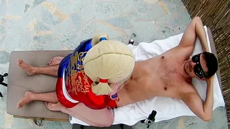 Redheaded Ginger cosplays as Harley Quinn and gets creamed in a hot pussy doll fuck.