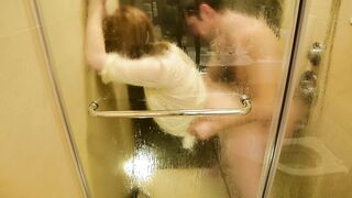 Seduce your partner with tender kisses and sensual making out in a hot shower.