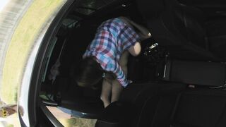 Two sexy hitchhikers have fun in a car ride with a foursome orgy and gorgeous views.