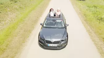 Two sexy hitchhikers have fun in a car ride with a foursome orgy and gorgeous views. Two sexy hitchhikers have fun in a car ride with a foursome orgy and gorgeous views.