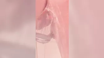 Caught in the act of giving her boyfriend a sloppy blowjob with cum dripping down her big tits.