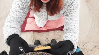 Red-haired amateur enjoys cold winter beach blowjob and swallows cum in a public setting. Red-haired amateur enjoys cold winter beach blowjob and swallows cum in a public setting.