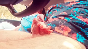 I assisted my driver in relaxing during a long road trip by providing a sensual hand job while he was driving.