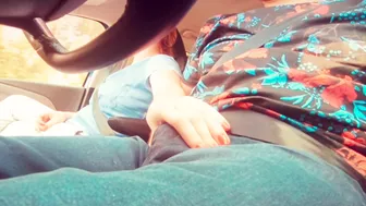 I assisted my driver in relaxing during a long road trip by providing a sensual hand job while he was driving.