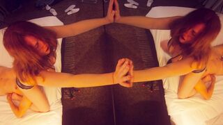 Redhead amateur with big natural tits passionately enjoys double orgasms in homemade sex video.