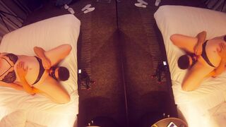 Redhead amateur with big natural tits passionately enjoys double orgasms in homemade sex video.
