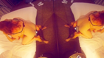 Redhead amateur with big natural tits passionately enjoys double orgasms in homemade sex video.