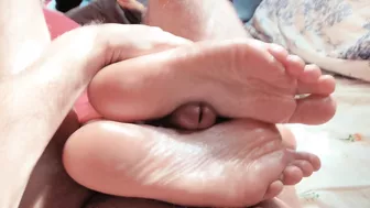 Sensual foot worship with teen soles and long toes.