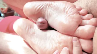 Sensual foot worship with teen soles and long toes.