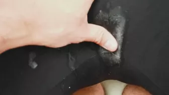 Red-haired teen doing yoga in sports bodysuit gets covered in cum.