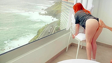 He cums in 30 seconds on a hotel balcony with a gorgeous Pawg.