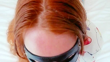 Sensual redhead teen licks cum off her soles and blows a load on her face.