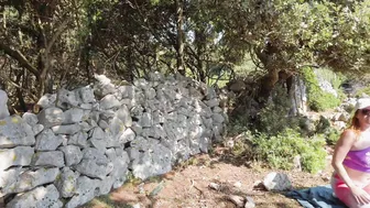 Outdoor yoga with creampie riding exercise and curvy ginger big boobs pale redhead.