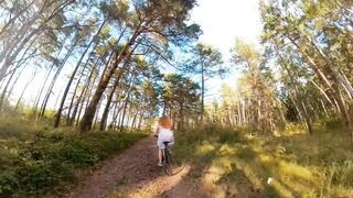 Led my bike partner to a scenic spot for public cowgirl sex with gorgeous redhead teen.